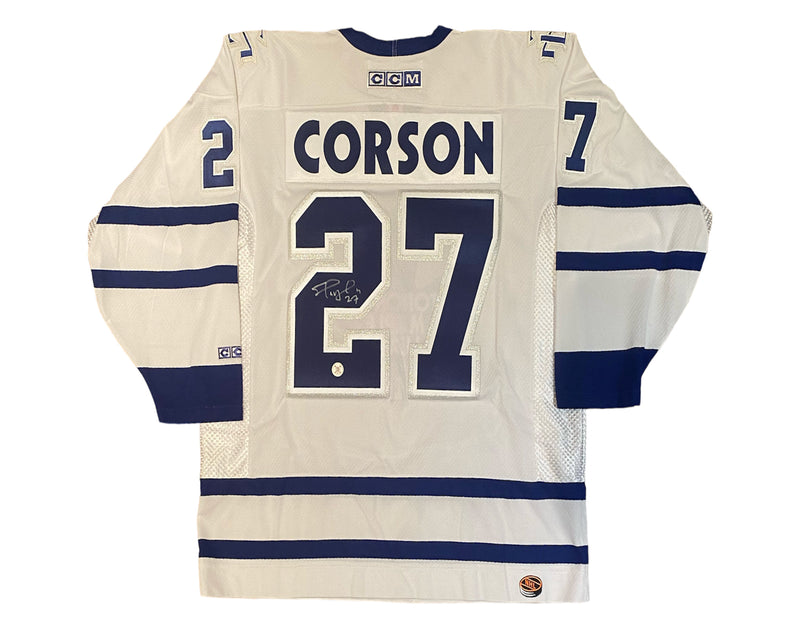 Shayne Corson Autographed Toronto Maple Leafs Away White CCM Replica Jersey-1