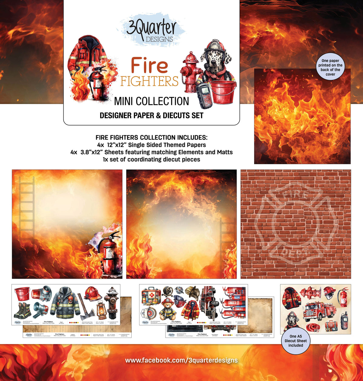 3 Quarter Designs Pompiers Mini Collection 30x30