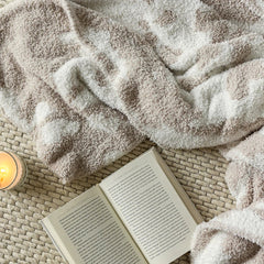 Blushing Beige & White Cow Print Extended Throw-7