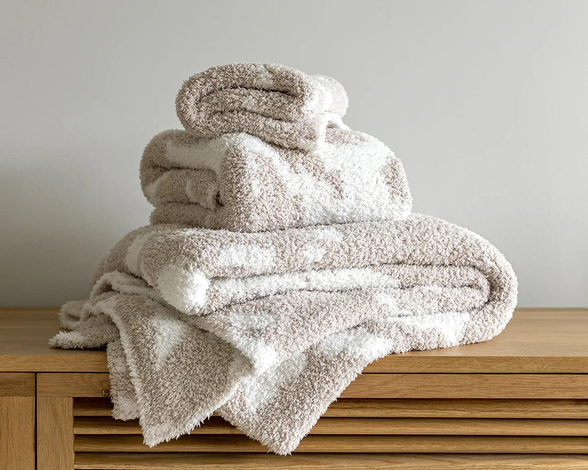 Blushing Beige & White Cow Print Extended Throw-4