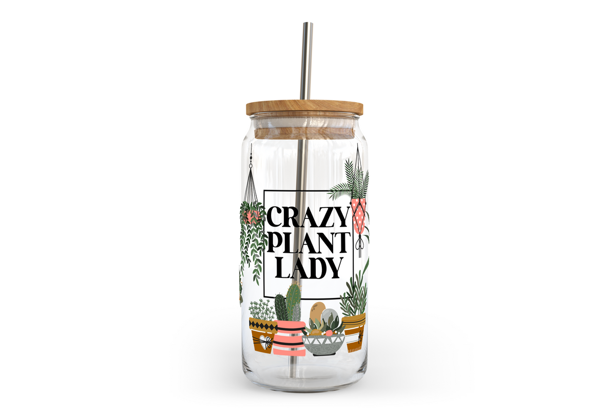 Crazy Plant Lady Glass Can with Bamboo Lid-2