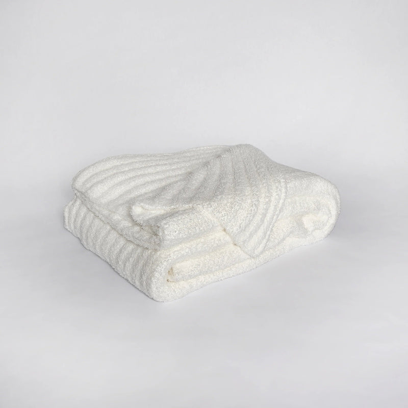 White Ribbed Extended Throw-7