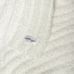 White Ribbed Extended Throw-5