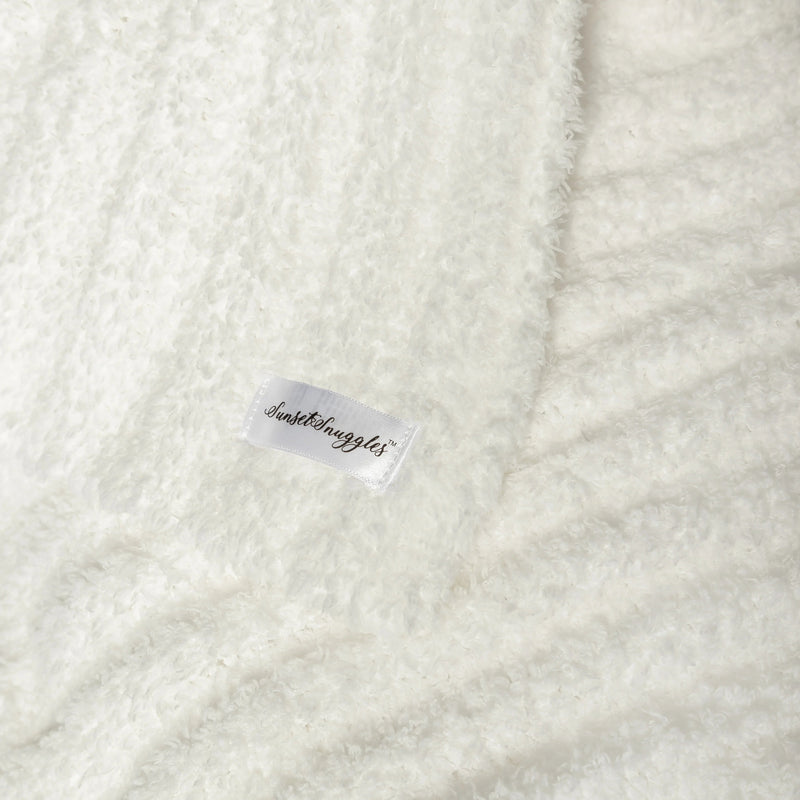 White Ribbed Extended Throw-5
