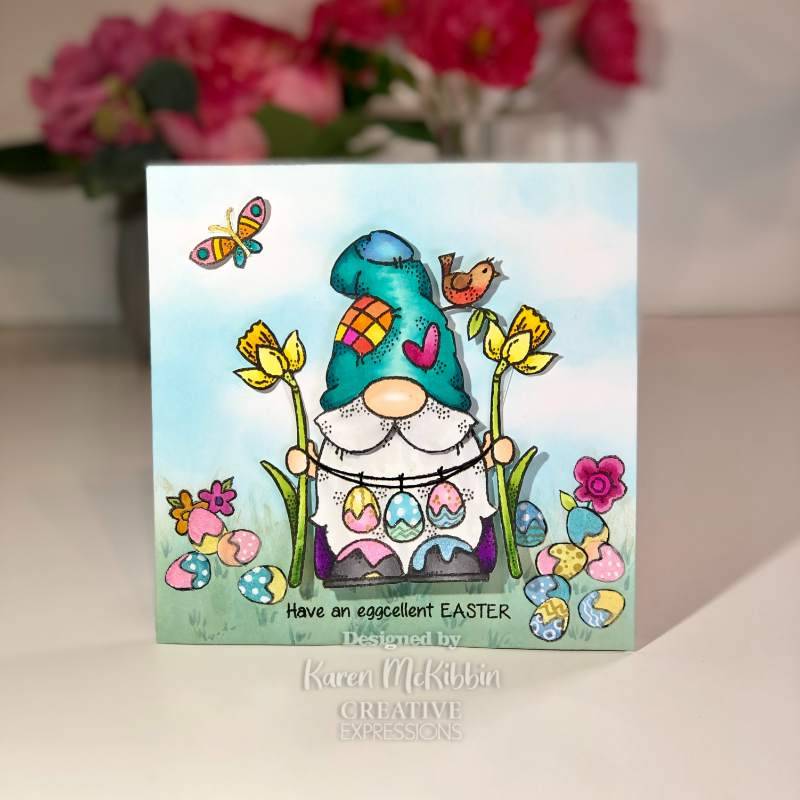 Woodware Clear Singles Egg Painting Gnome 4 in x 6 in Stamp-4