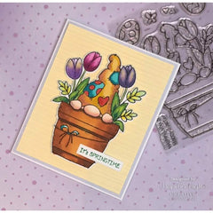 Woodware Clear Singles Flower Pot Gnome 4 in x 6 in Stamp-9