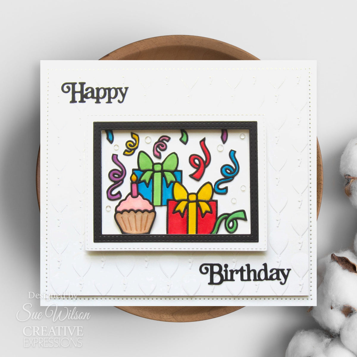 Matrices de découpe Sue Wilson Creative Expressions – Anniversaire Vitrail-3