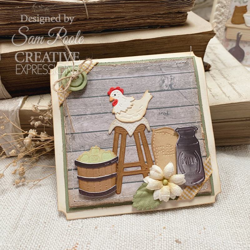 Creative Expressions Sam Poole Rustic Homestead Kitchen Stool Set Craft Die-5