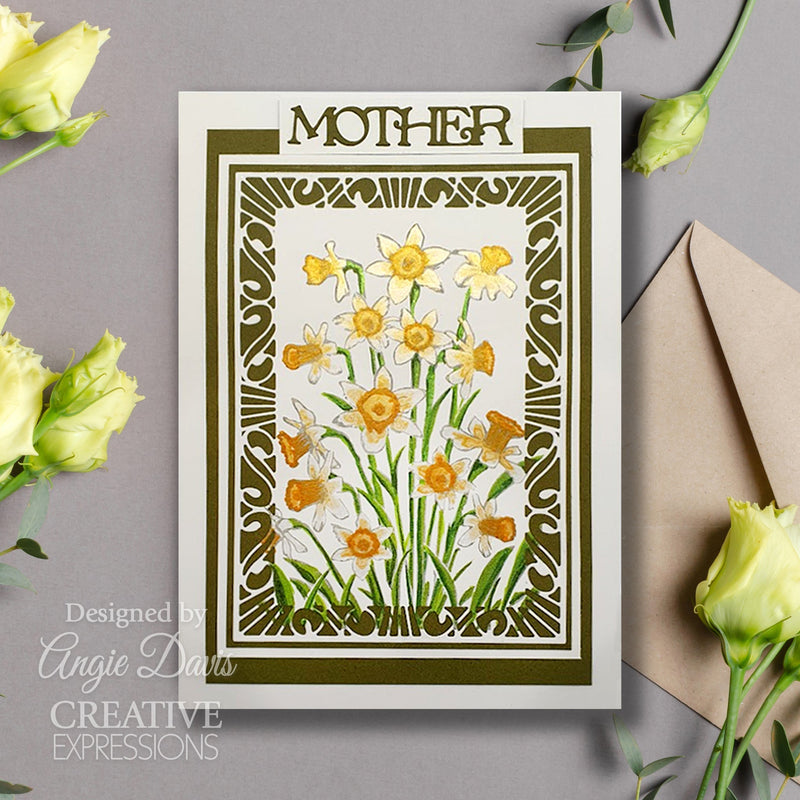 Creative Expressions Daffodil Tapestry 4 in x 6 in Pre Cut Rubber Stamp-2