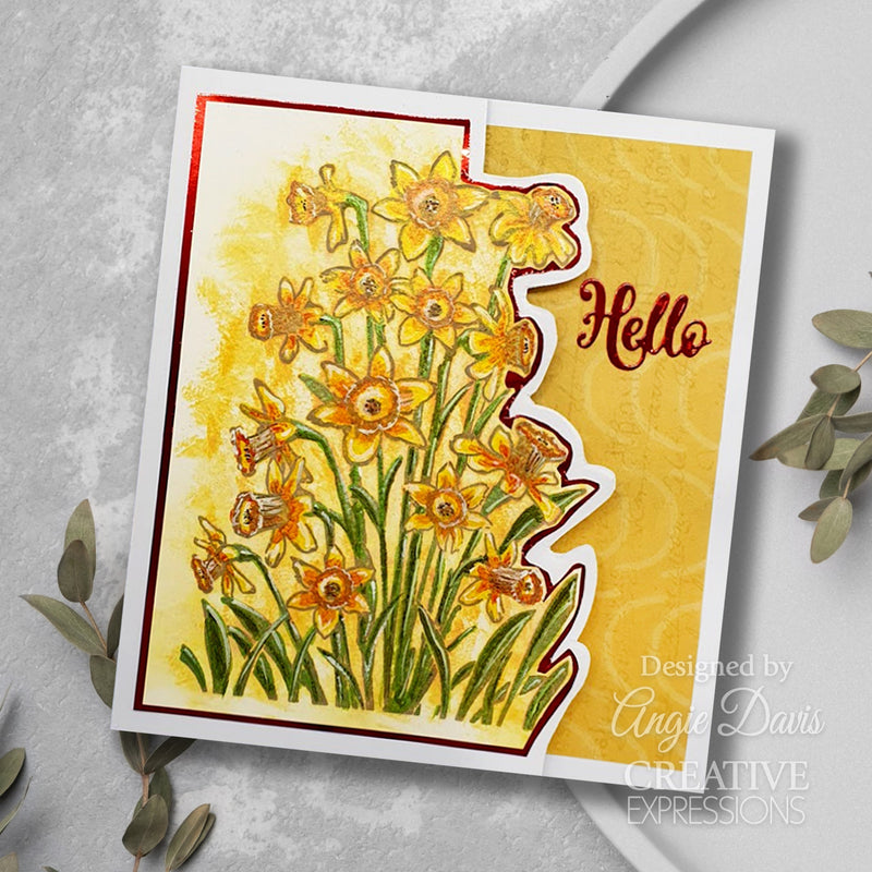 Creative Expressions Daffodil Tapestry 4 in x 6 in Pre Cut Rubber Stamp-3