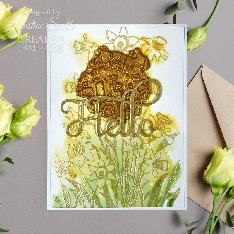 Creative Expressions Daffodil Tapestry 4 in x 6 in Pre Cut Rubber Stamp-6