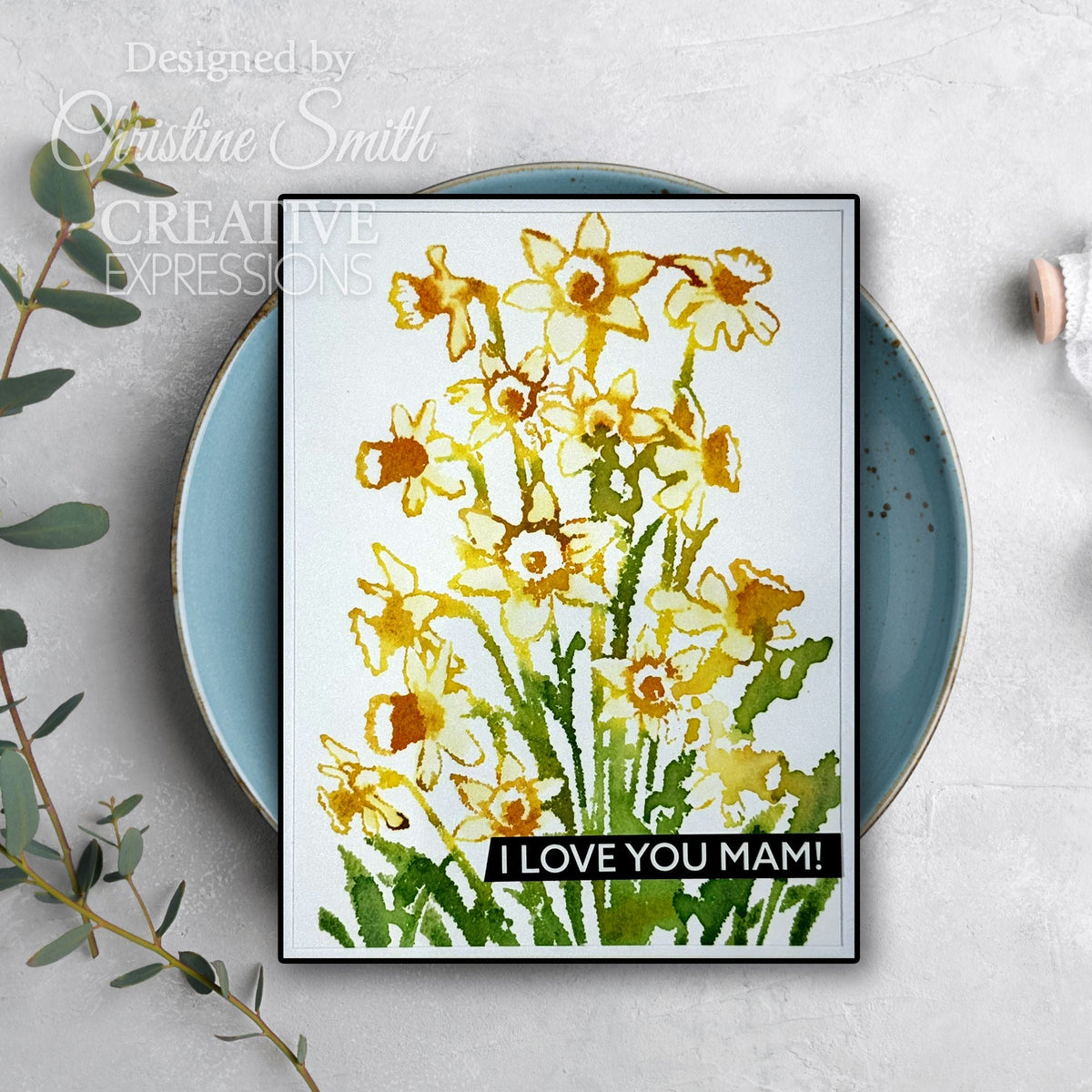 Creative Expressions Daffodil Tapestry 4 in x 6 in Pre Cut Rubber Stamp-5