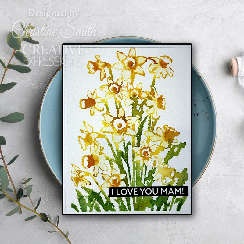 Creative Expressions Daffodil Tapestry 4 in x 6 in Pre Cut Rubber Stamp-5