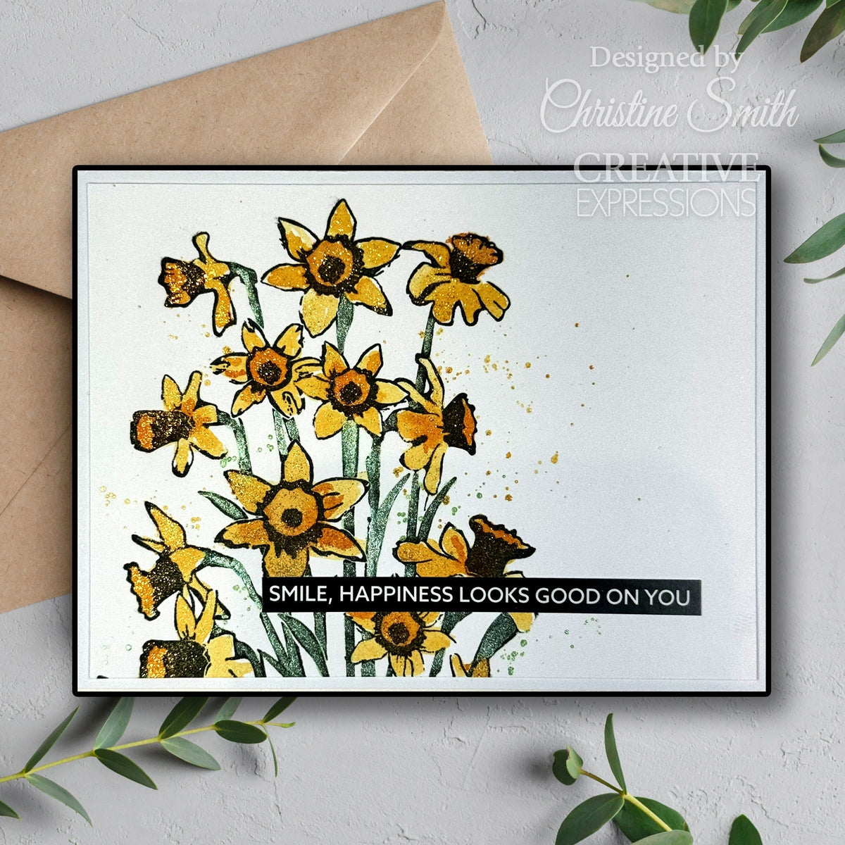Creative Expressions Daffodil Tapestry 4 in x 6 in Pre Cut Rubber Stamp-4