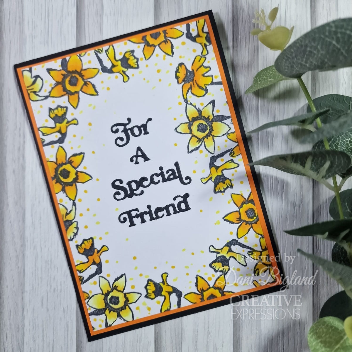 Creative Expressions Daffodil Tapestry 4 in x 6 in Pre Cut Rubber Stamp-8
