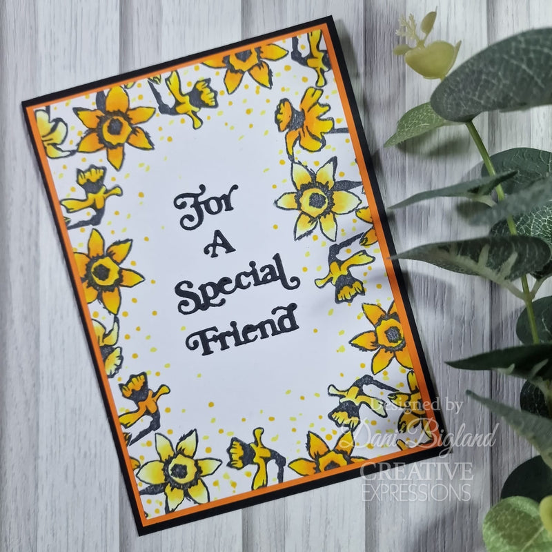 Creative Expressions Daffodil Tapestry 4 in x 6 in Pre Cut Rubber Stamp-8