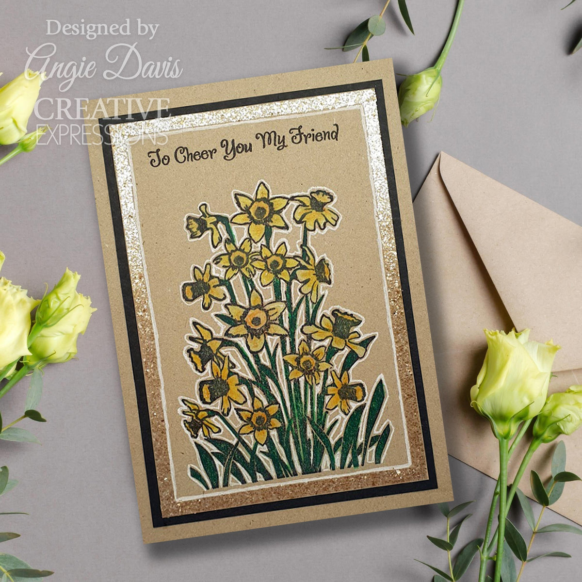 Creative Expressions Daffodil Tapestry 4 in x 6 in Pre Cut Rubber Stamp-9