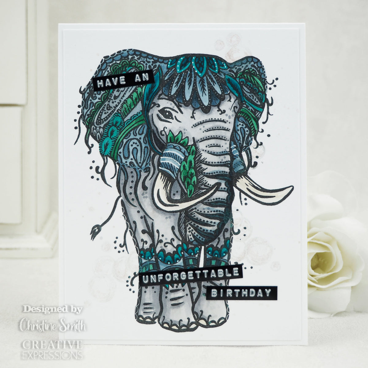 Creative Expressions Designer Boutique Doodle Elephant 6 in x 4 in Clear Stamp Set-4