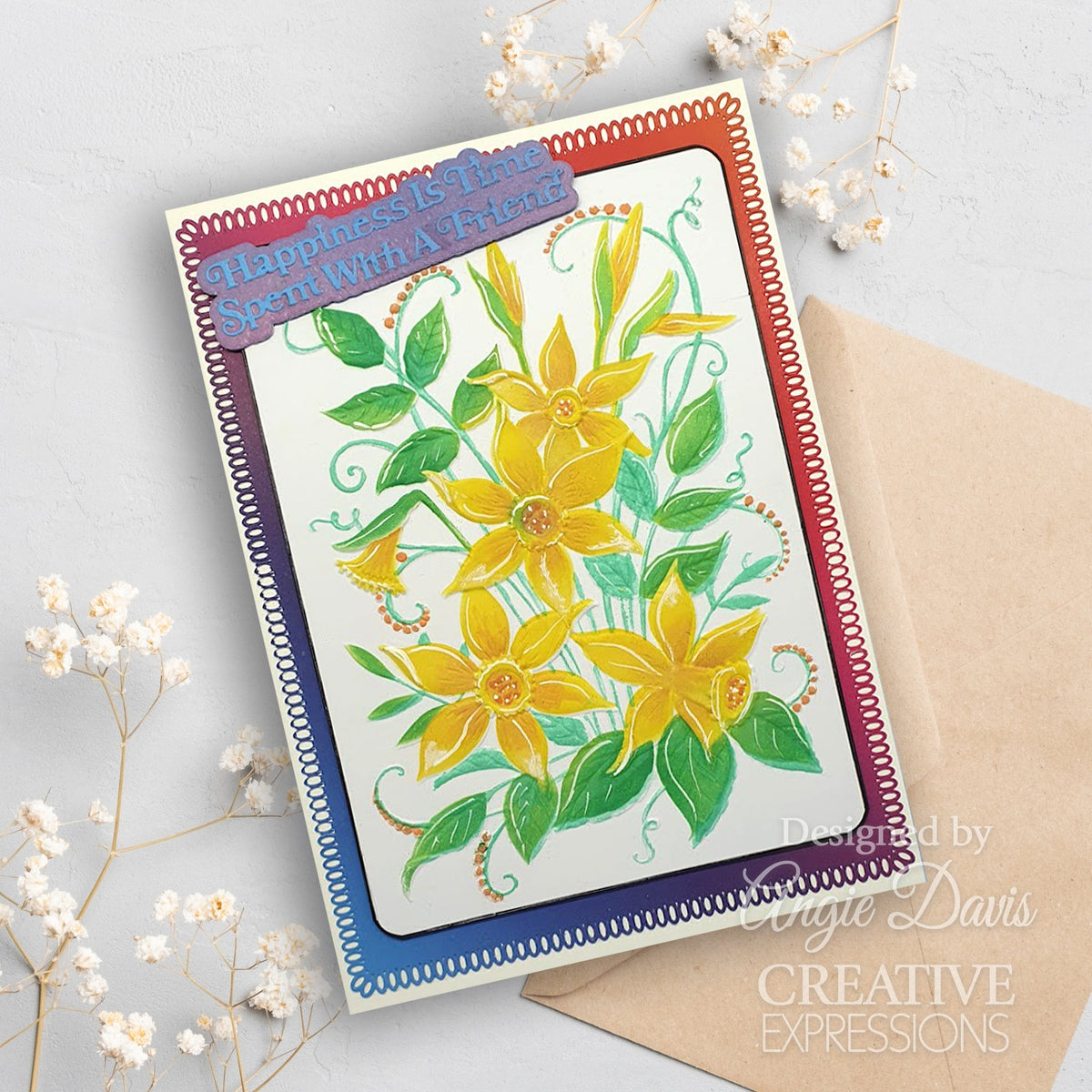 Plantilla para colorear Creative Expressions Daffodil Dreams Companion, set de 2 unidades, 6 pulg. x 8 pulg.