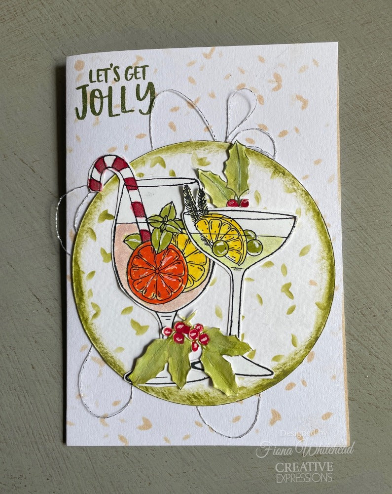 Creative Expressions Jane's Doodles Holiday Cheers Lot de 12 tampons transparents 15 x 20 cm-13