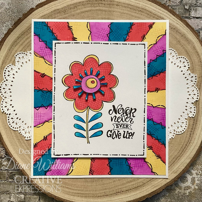 Woodware Clear Singles Petal Doodles Never Give Up Lot de tampons 4 po x 6 po-4
