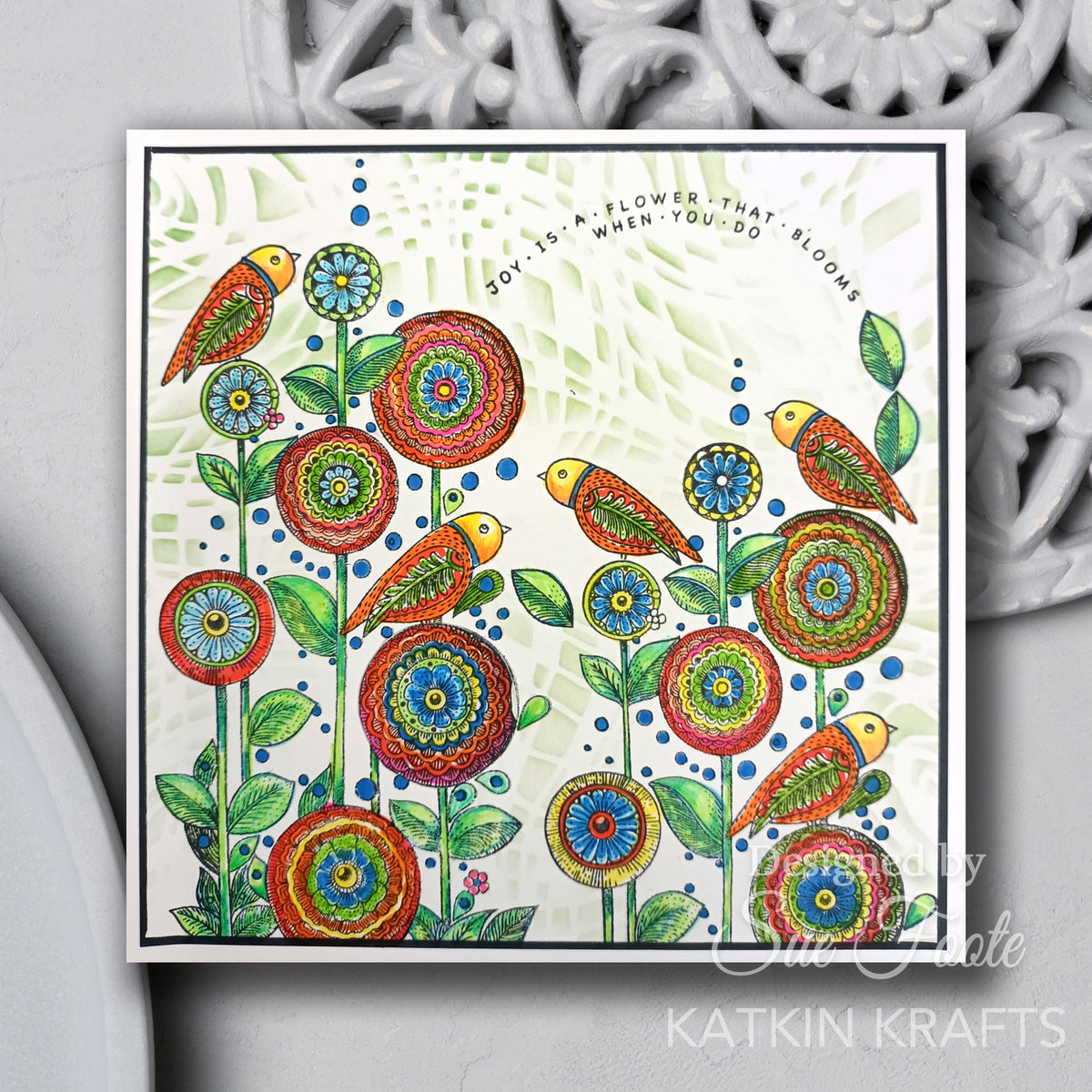 Set de sellos transparentes Katkin Krafts Dance With Dahlias de 6 x 8 pulgadas-6