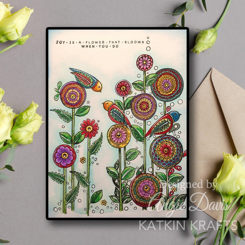 Set de sellos transparentes Katkin Krafts Dance With Dahlias de 6 x 8 pulgadas-8
