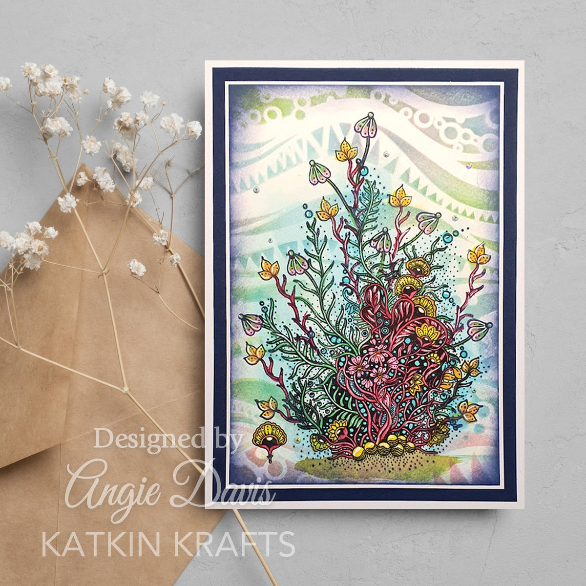 Juego de sellos transparentes Katkin Krafts Coral Waters de 6 x 8 pulgadas-10