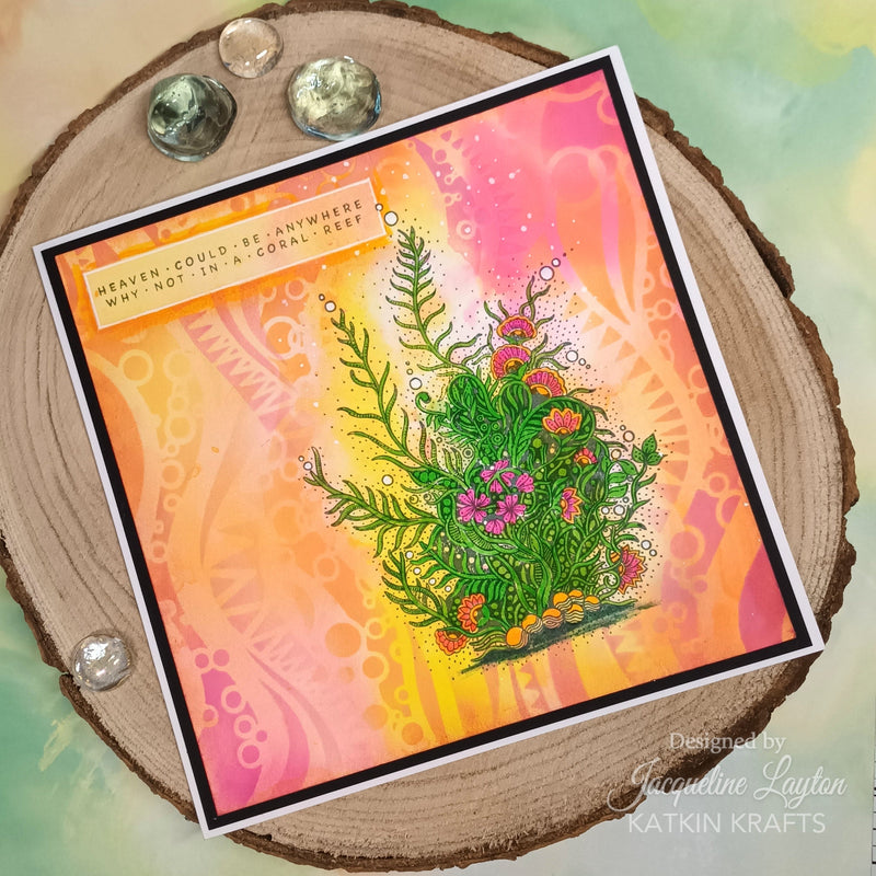 Juego de sellos transparentes Katkin Krafts Coral Waters de 6 x 8 pulgadas-11
