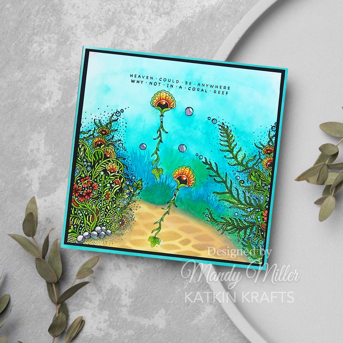 Juego de sellos transparentes Katkin Krafts Coral Waters de 6 x 8 pulgadas-13