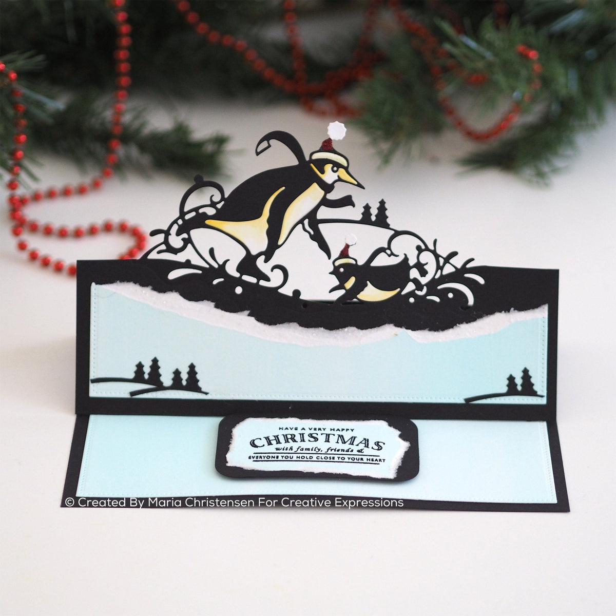 Creative Expressions Paper Cuts Edger Penguins Sledding Craft Die-2