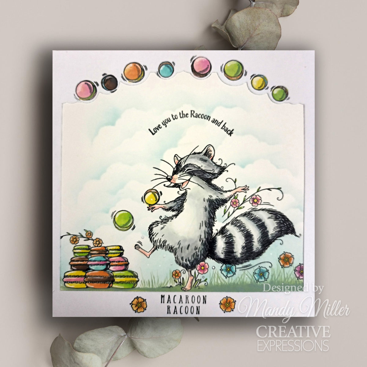 Pink Ink Designs Macaroon Racoon 6 in x 8 in Clear Stamp Set-9