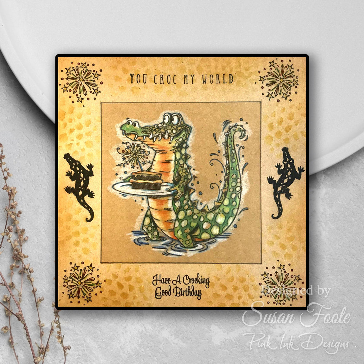 Pink Ink Designs Crocodile 7 in x 7 in Stencil-6