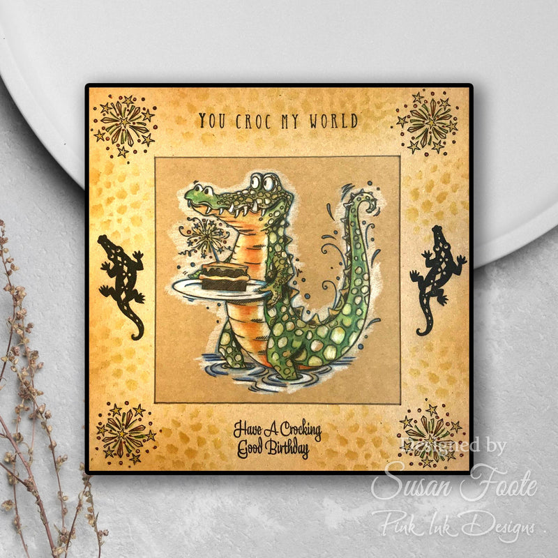 Pink Ink Designs Crocodile 7 in x 7 in Stencil-6