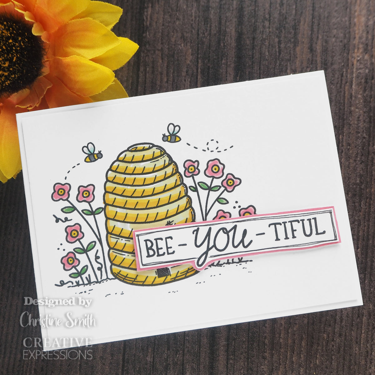 Creative Expressions Sam Poole Bee-you-tiful Beehive 6 in x 4 in Clear Stamp Set-4