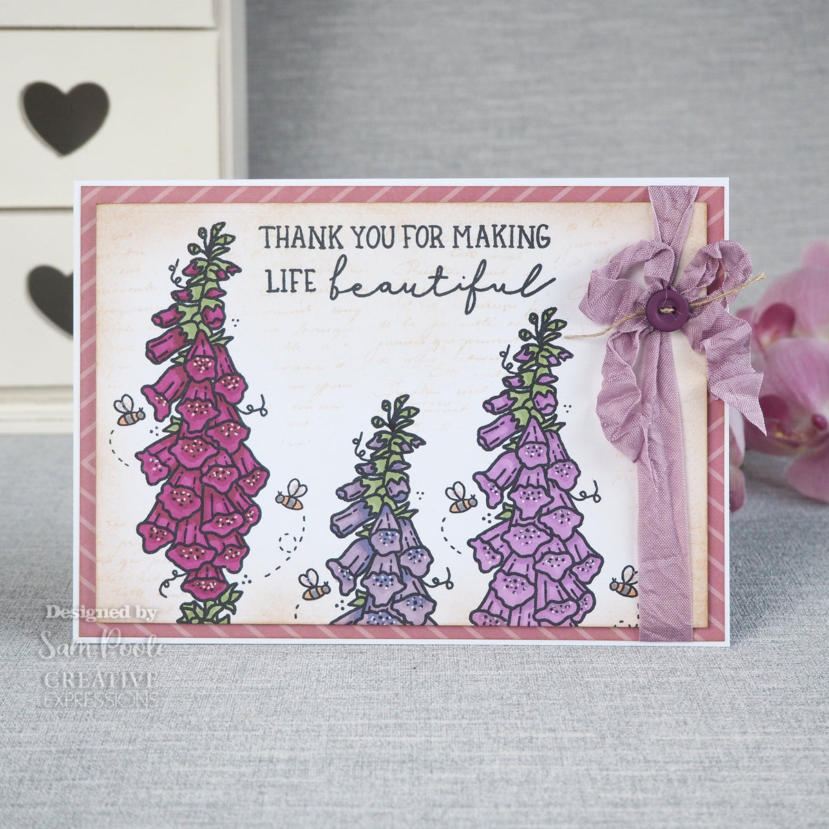 Creative Expressions Sam Poole Foxglove and Bees 6 in x 4 in Clear Stamp Set-4
