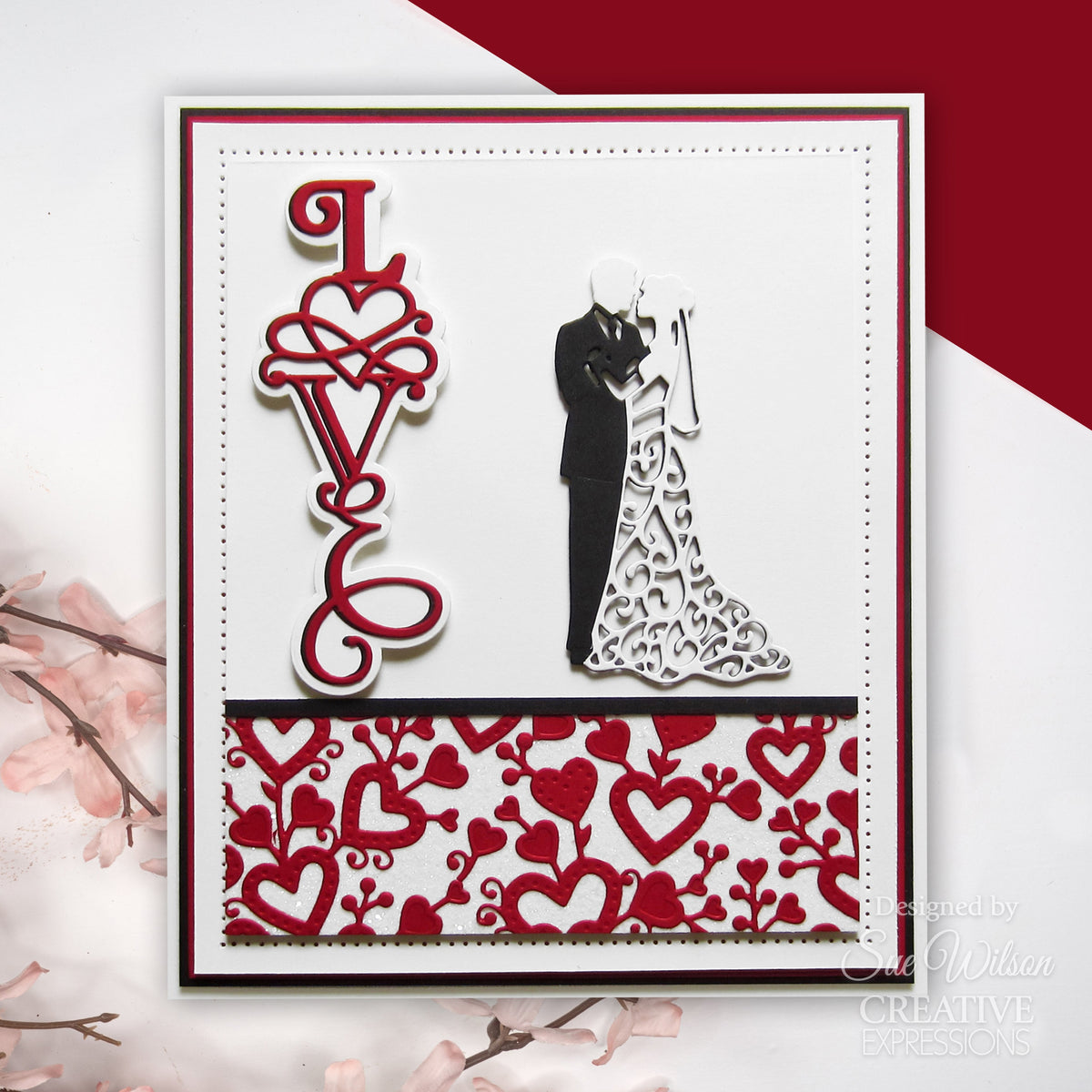 Creative Expressions Sue Wilson Slimline Anniversary Hearts Craft Die-7