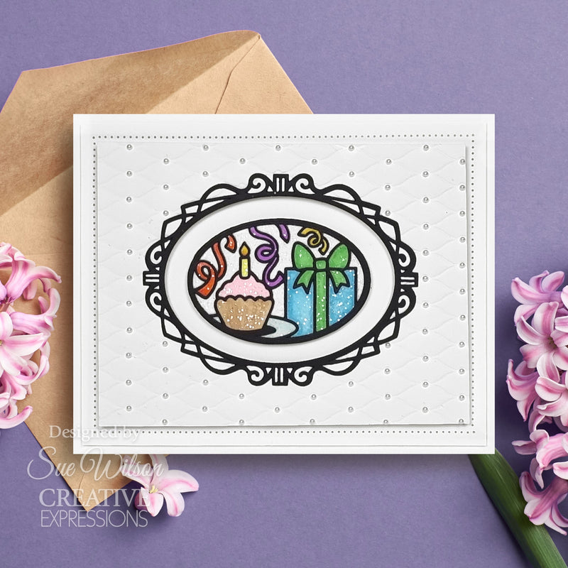 Matrices de découpe Sue Wilson Creative Expressions – Anniversaire Vitrail-8