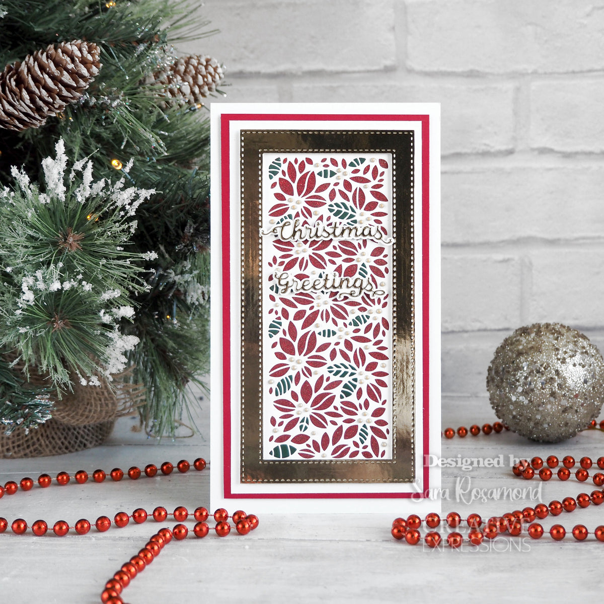 Creative Expressions Sue Wilson Festive Poinsettia Panel Craft Die-3