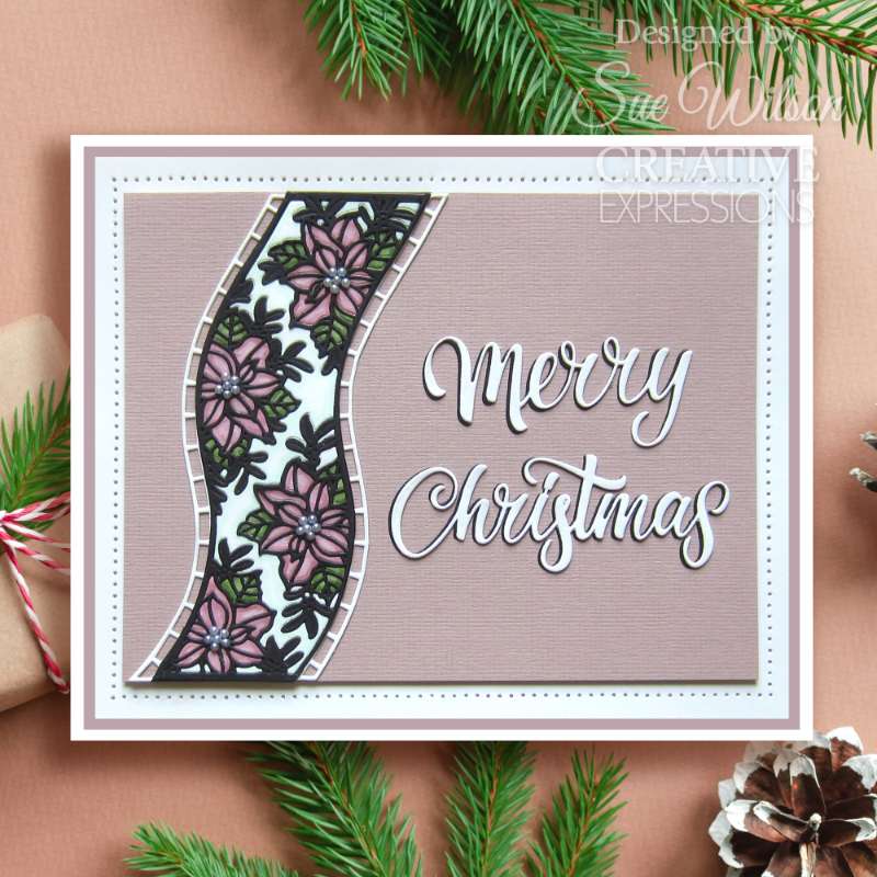 Matrices de découpe Creative Expressions Sue Wilson Festive Poinsettia Ribbon Wave-3