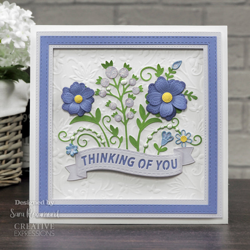 Creative Expressions Sue Wilson Floral Wishes Banner Craft Die-2