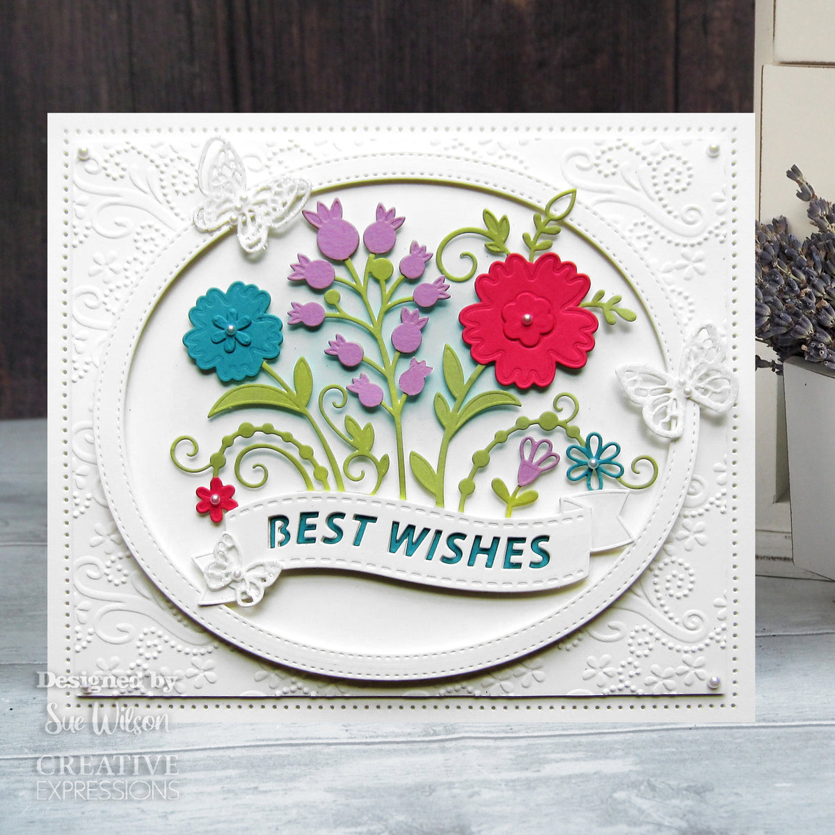 Creative Expressions Sue Wilson Floral Wishes Banner Craft Die-3