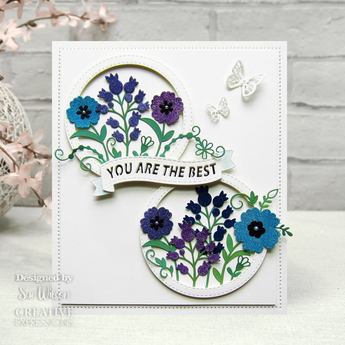 Creative Expressions Sue Wilson Floral Wishes Banner Craft Die-4