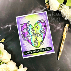 Woodware Clear Singles Butterfly Heart 4 in x 6 in Stamp-2