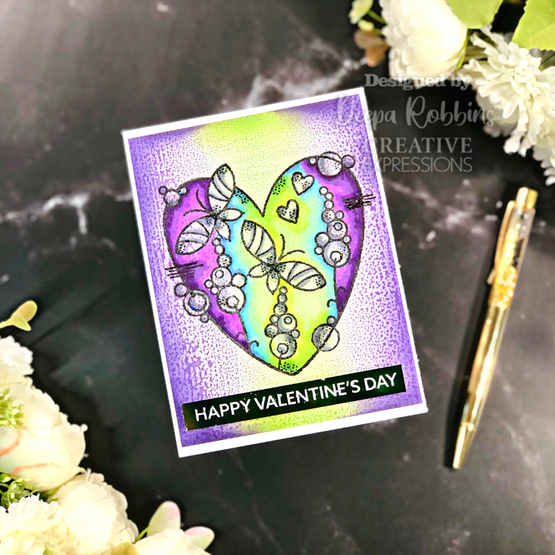 Woodware Clear Singles Butterfly Heart 4 in x 6 in Stamp-2