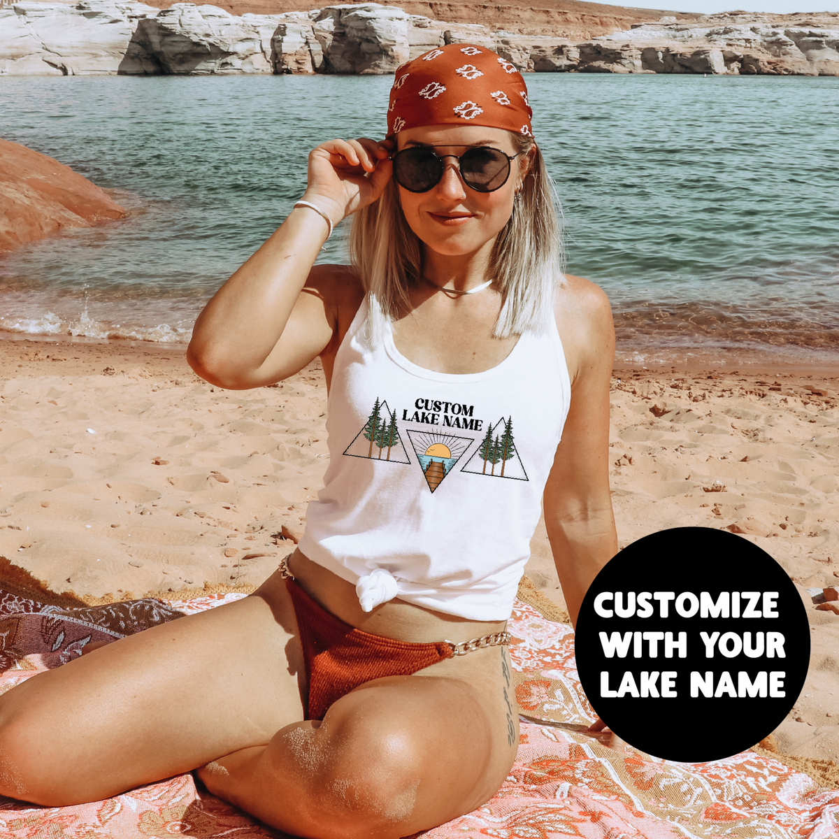 Lake Personalized Triangles Women's Tank Top | Lake Clothing-1