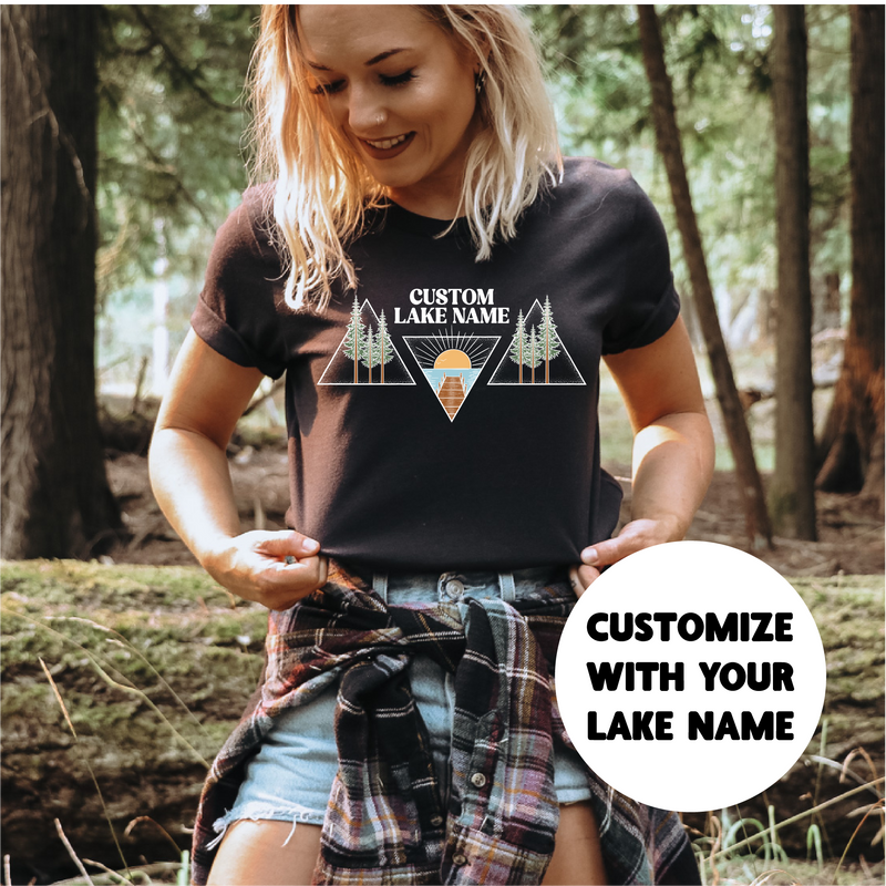Geometric Lake Personalized T-shirt | Lake Shirt | Custom Clothing-1