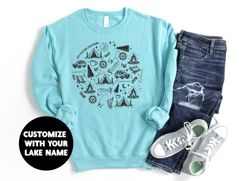 Camping Icons Personalized Sweatshirt | Summer Apparel | Custom Apparel-1