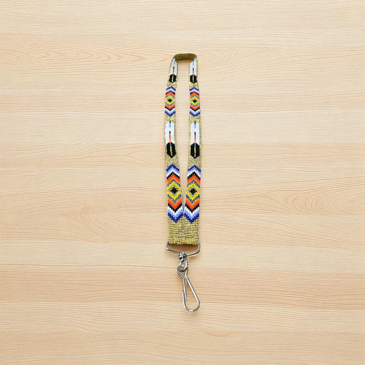 Golden blue Native Beaded Lanyard
