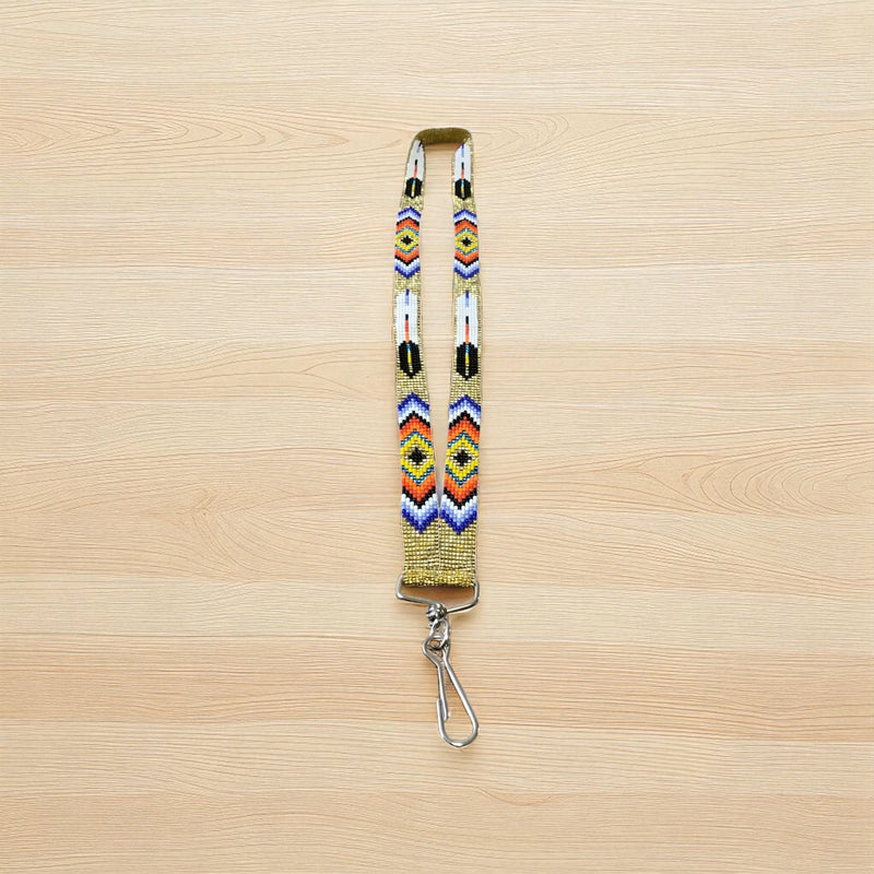 Golden blue Native Beaded Lanyard-1